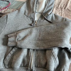 cropped grey hoodie